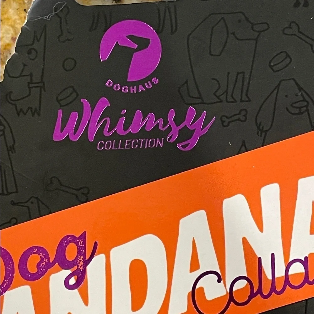 NWT Doghaus Whimsy Collection Dog Bandana Collar Reversible Orange Plaid